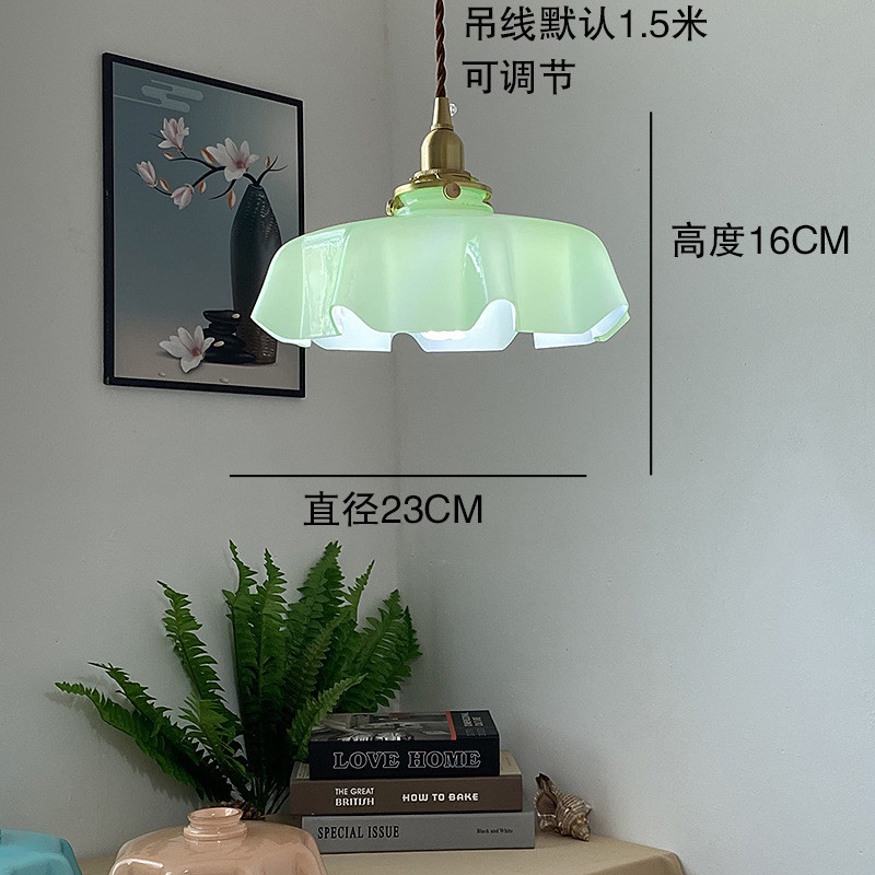 法式复古奶油玻璃吊灯侘寂民宿简约现代玄关过道餐厅灯吧台小吊灯