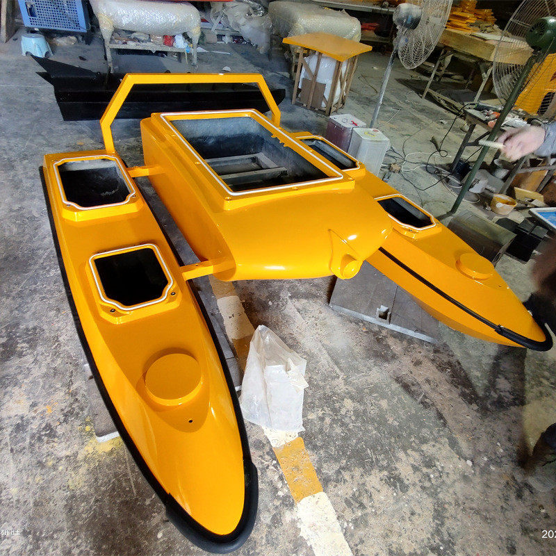 热销璃钢测绘无人双体船壳碳纤维智能水质检测船壳打窝船外壳舰船