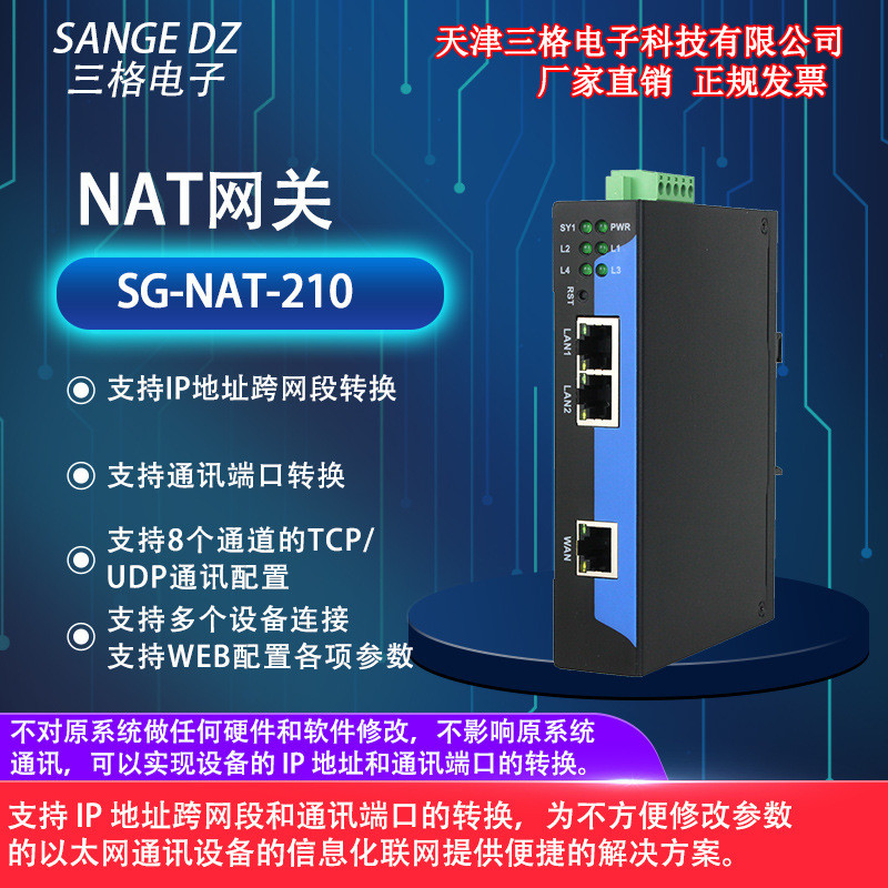 三格NAT网关映射模块网络耦合器PLC跨网段网络IP地址修改转换器