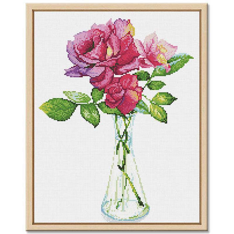 得艺欧式满钻实木带框室内客厅植物花卉玫瑰丁香花系列装饰摆件画