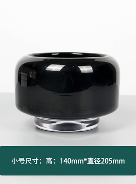 极简售楼处透明玻璃花瓶黑色样板房软装摆设餐桌客厅插花器