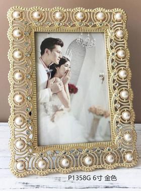 厂家直销创意金属相框6寸长方形电镀轻奢家居摆台礼品批发定制