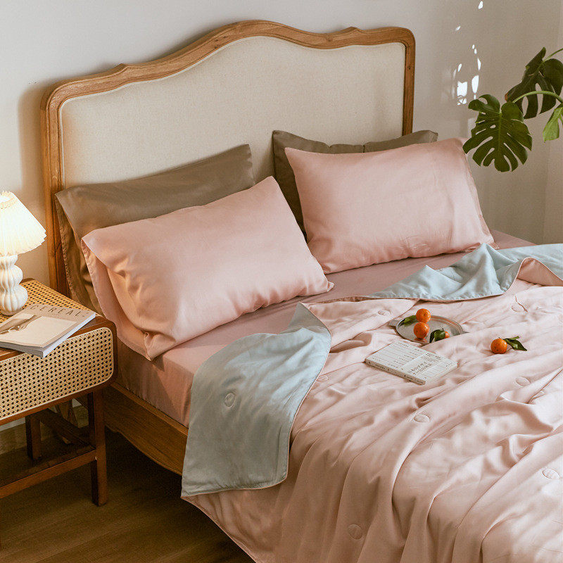 a6l大豆凉夏凉被夏季纯色双面天丝感四件套双人空调被子丝滑夏被