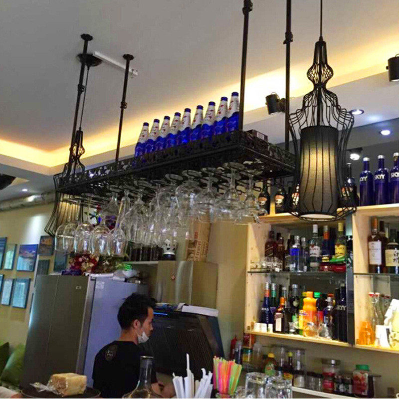 酒杯架悬挂红酒架高脚杯架红酒杯架倒挂吧台酒架悬挂展示架