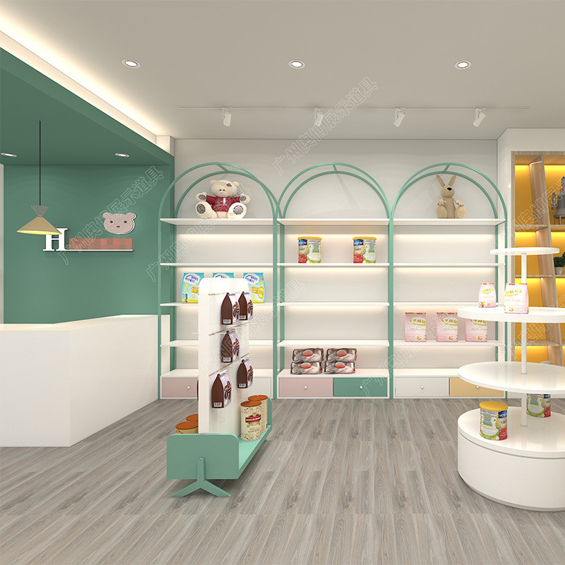 儿童服装展柜落地式衣架房子造型陈列架简约童装店展示架上墙货架