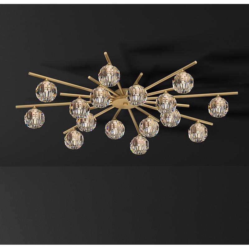 全铜轻奢吊灯现代简约水晶灯饰温馨卧室大气北欧灯具分子灯客厅灯
