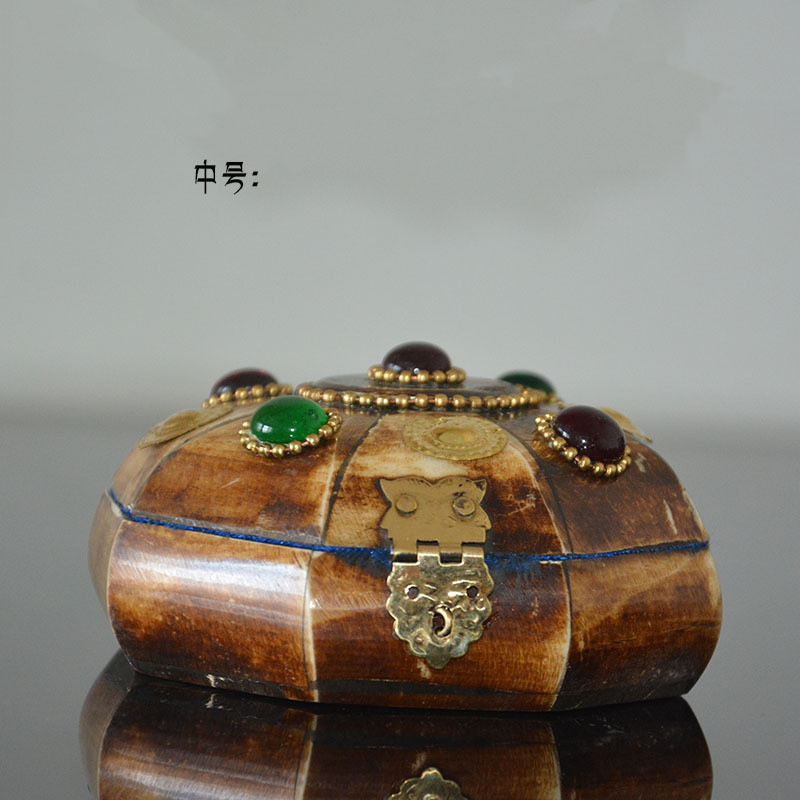 天然牦牛骨手工收纳盒宝石首饰盒复古古风八角珠宝盒