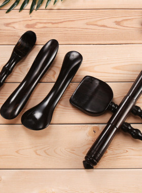 美容院擀筋棒点穴升阳铲刮痧铲紫光背部檀木按摩拨筋棒