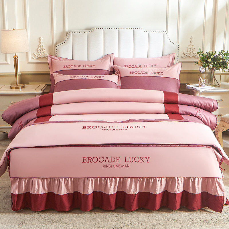 床裙款床上用品单被子套罩四件套100纯棉全棉春秋冬款网红风高档4,床上用品,床品套件/四件套/多件套,淘宝优惠券,粉丝福利购,淘宝优惠卷