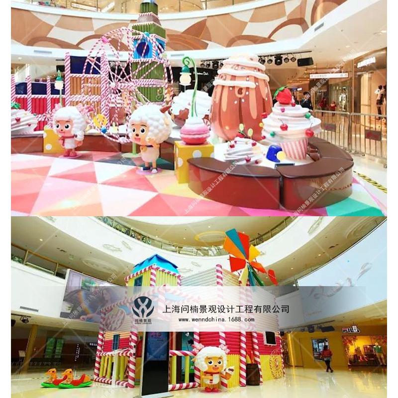 大型创意主题商业美陈景观布置装饰可设计美陈落地玻璃钢卡通形象