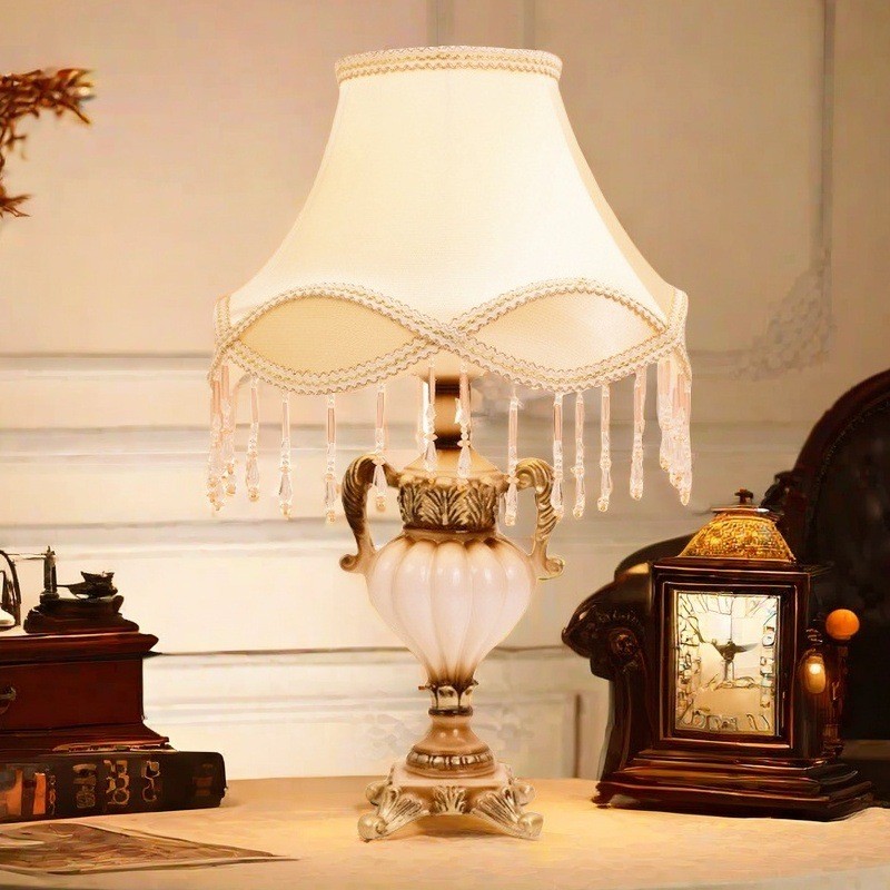 高级奢华欧式卧室布艺书房古典复古客厅新婚庆台灯创意床头台灯