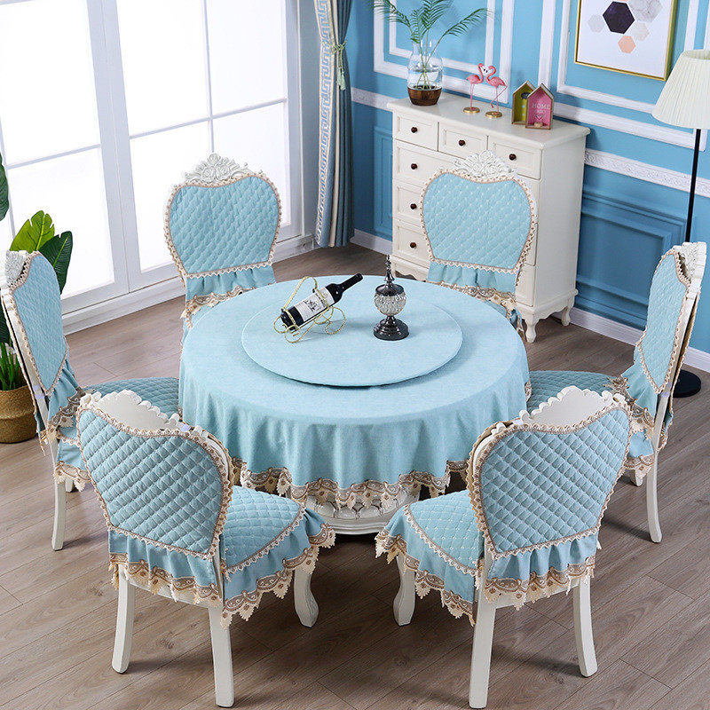 欧式套装圆桌布转盘实木餐桌椅椅子垫家用台布通用套餐椅套椅新品
