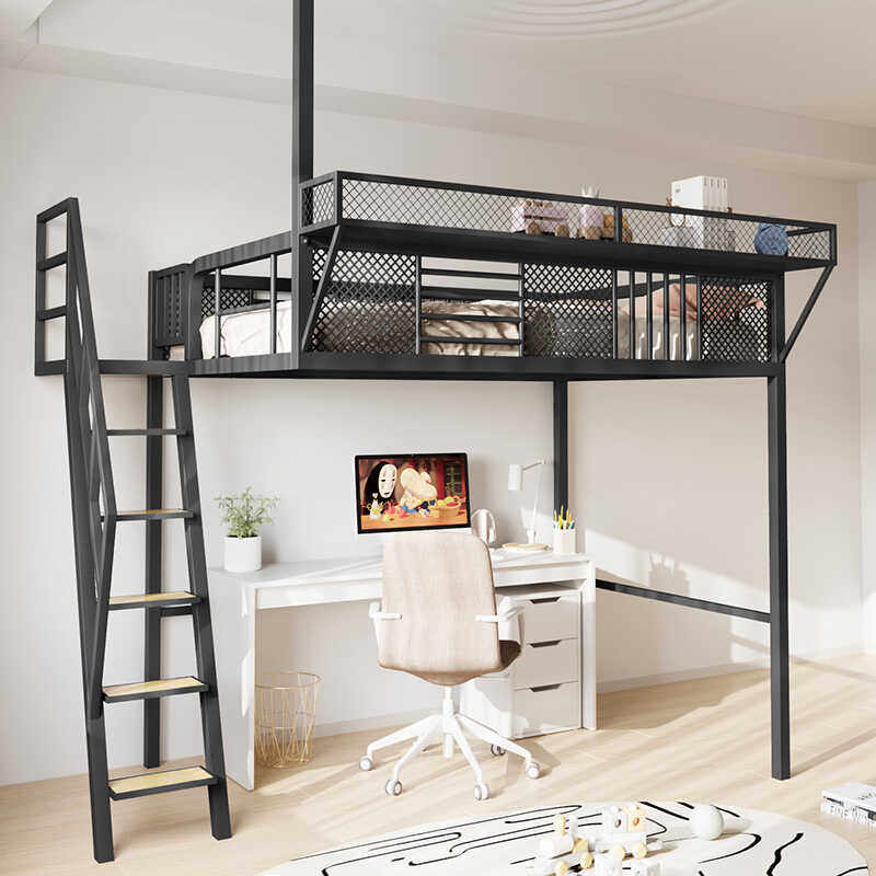#loft铁艺省空间高架床吊床阁楼床公寓悬空床小户型单上层上床下,住宅家具,铁艺/钢木床,淘宝优惠券,粉丝福利购,淘宝优惠卷