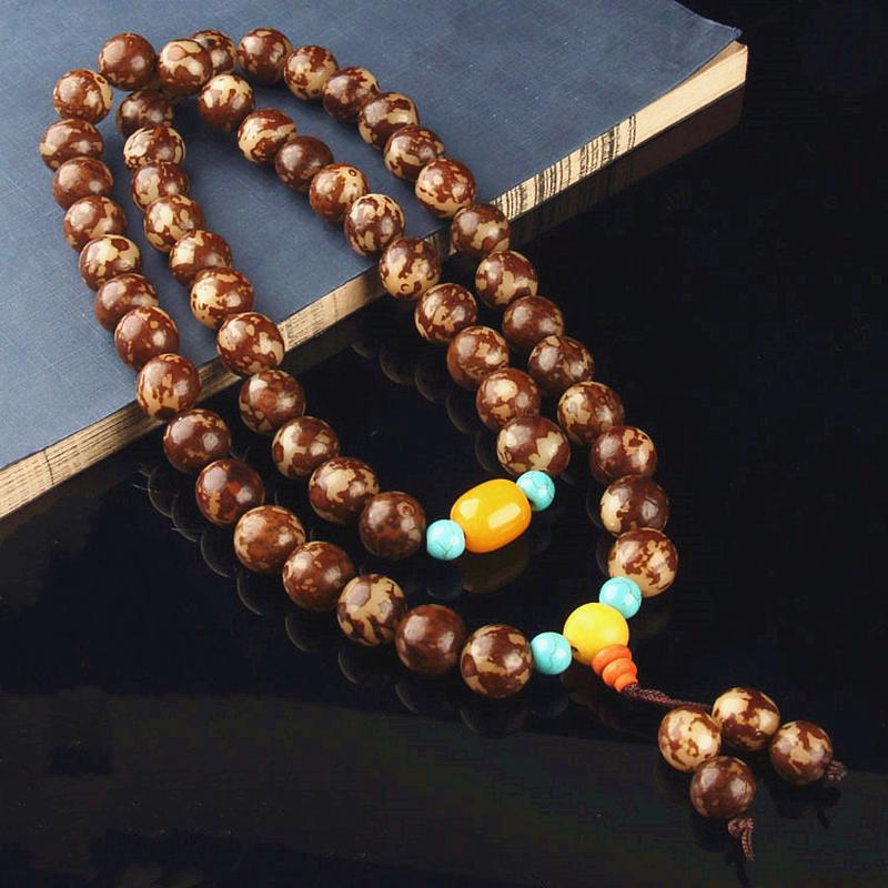 花菩提54颗佛珠项链25mm花菩提根西瓜菩提大手串花根108佛珠