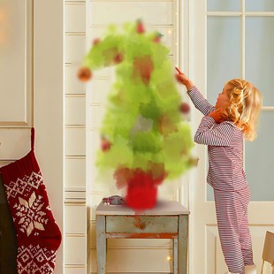 新款 饰家用摆 创意绿色歪挂件圣诞树带圣诞球脖和灯圣诞节装