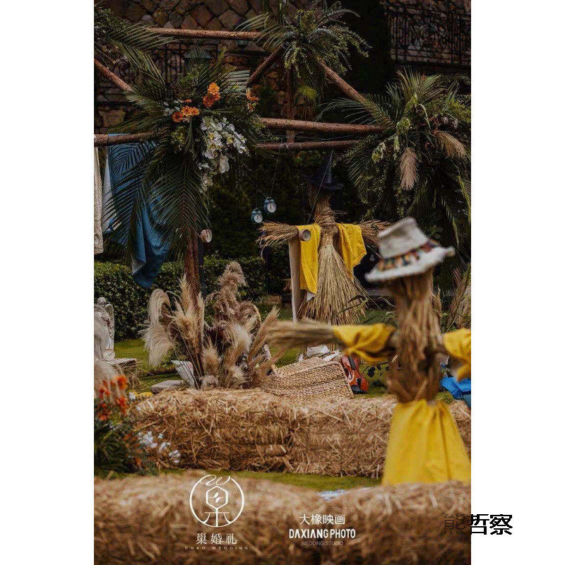 热销子草堆稻草草墩拍摄道具草垛凳子方形圆形草垛造型稻包邮