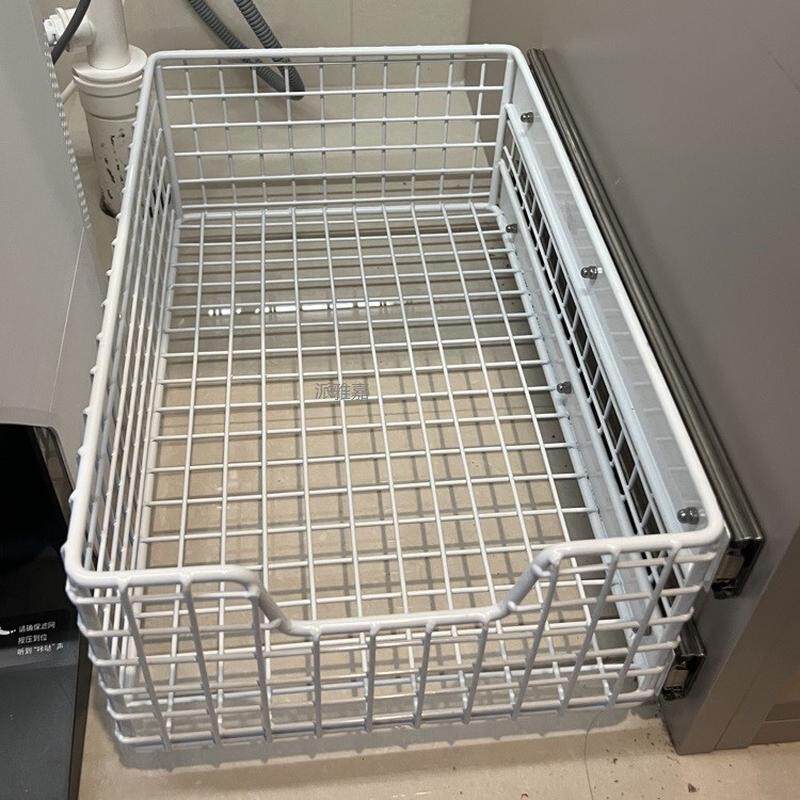 派雅嘉厨柜不锈钢拉篮特窄超小拉篮单边装滑轨收纳篮 定制厨柜篮