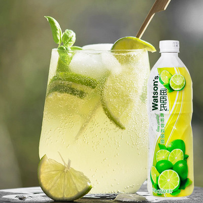 新日期屈臣氏浓缩青柠汁黄柠檬调酒鸡尾酒奶茶专用冲水喝去腥饮料