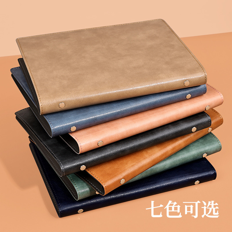 软皮活页笔记本A5活页夹记事本子皮面定制logo手账帐学习商务办公