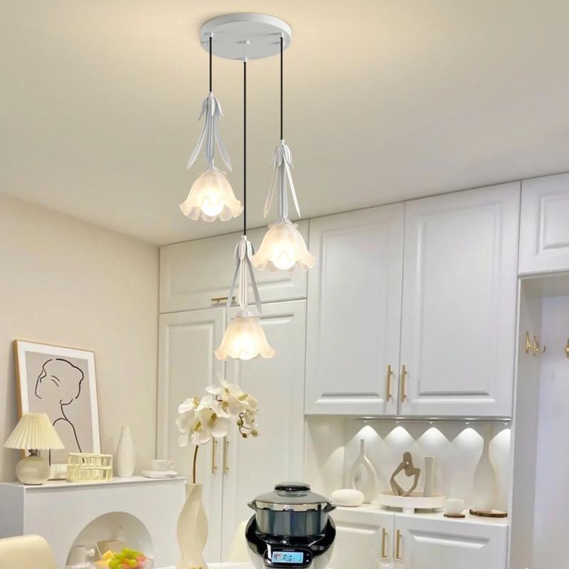 热销通莹家居法式田园餐厅吊灯卧室床头花朵吊线灯吧台玄关奶油风