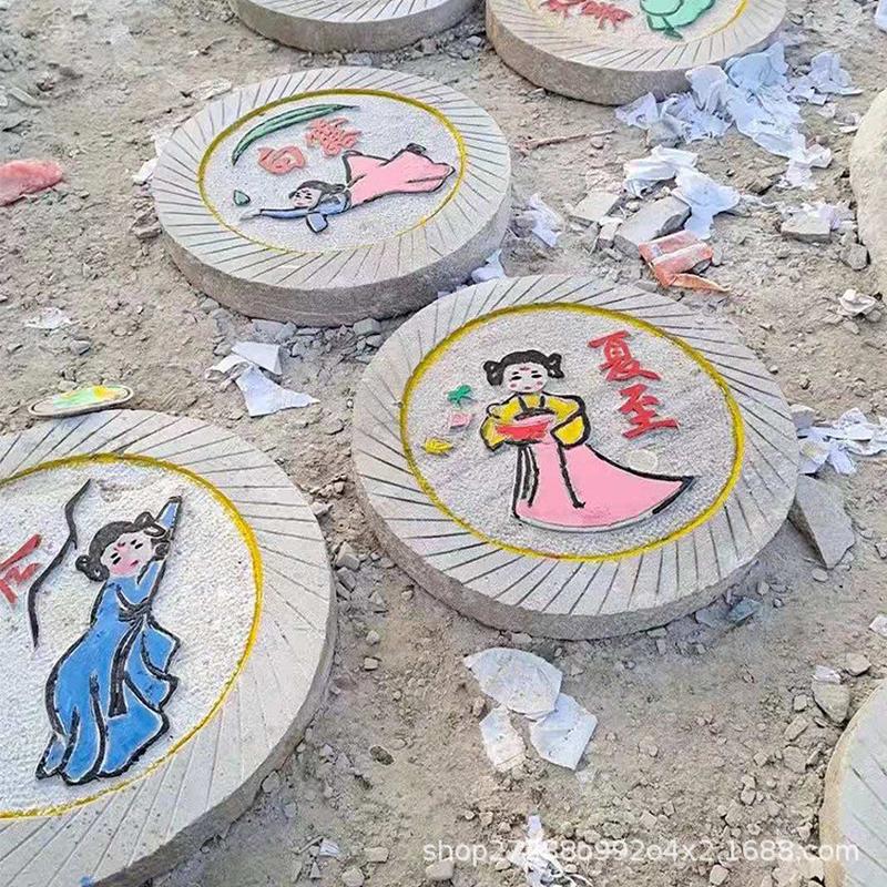 热销老磨盘石雕庭院园林铺路石旧铺路石民间仿老石板老石材老磨盘