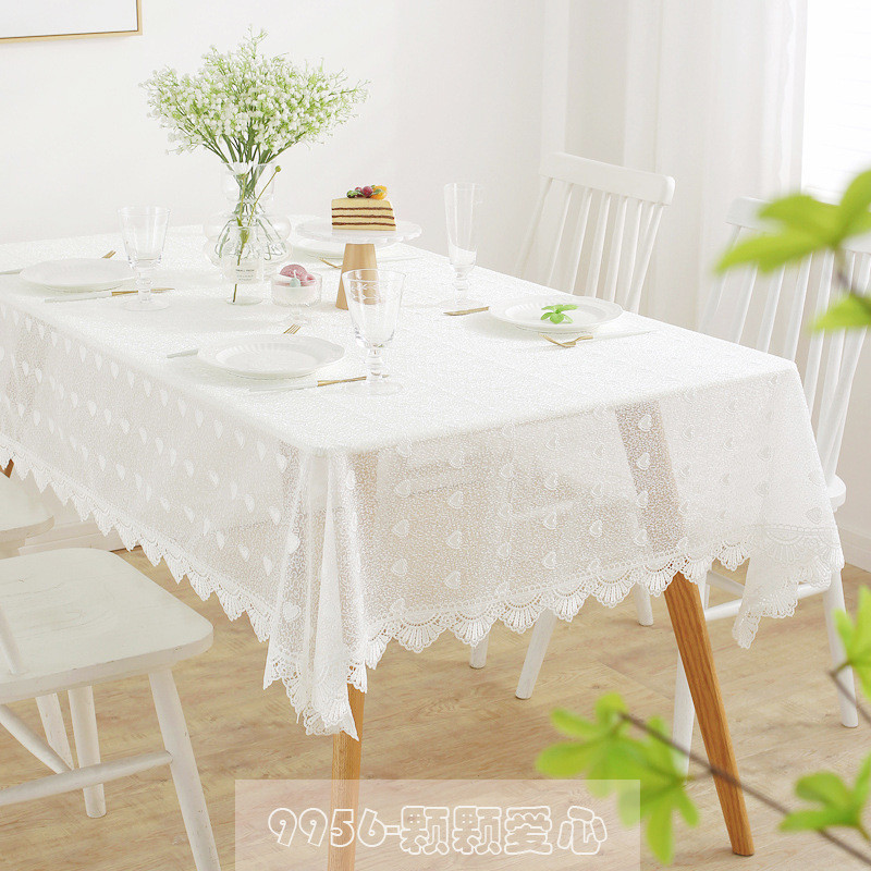 ali699系列纯白色棉麻餐桌桌布茶几布长方形简约蕾丝家用台布艺桌