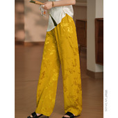 小耳出品 女 百搭刺绣缎国风提花阔腿裤 玉笙瑶池 好搭新中式