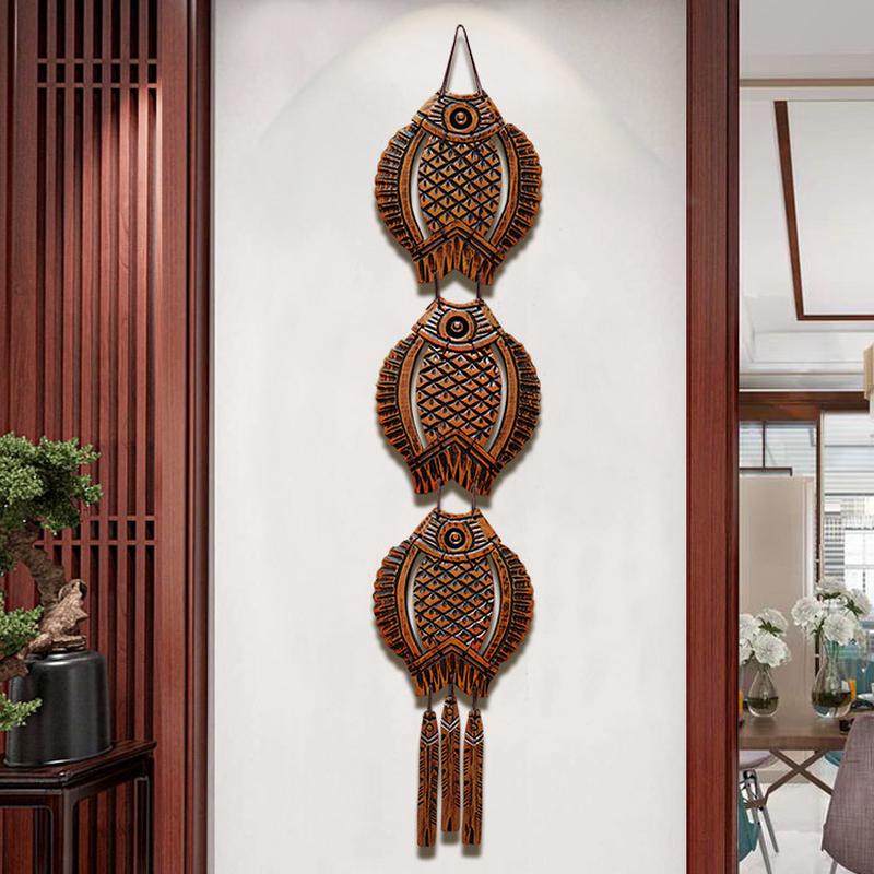 客厅电视背景墙两侧挂饰桃木新中式壁饰木雕墙饰玄关过道装饰挂件,家居饰品,壁饰,淘宝优惠券,粉丝福利购,淘宝优惠卷