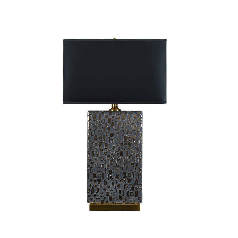 美式酒店方形黑色客厅桌灯现代简约卧室床头陶瓷台灯高级台灯摆件