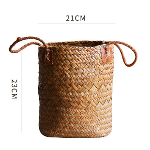 26x8手工草编花篮花筒花器收纳篮编织提篮筐子客厅装 饰桌面插花
