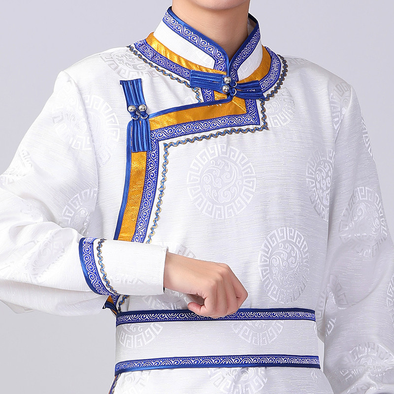蒙古服装男士成人长款蒙古袍日常舞台装民族服饰新款蒙古演出服男