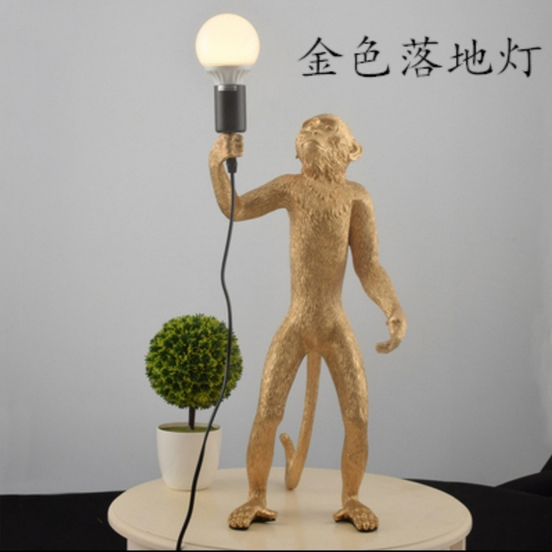 z1y北欧树脂麻绳猴子猴子儿童房酒吧餐厅走廊装饰灯动物壁灯