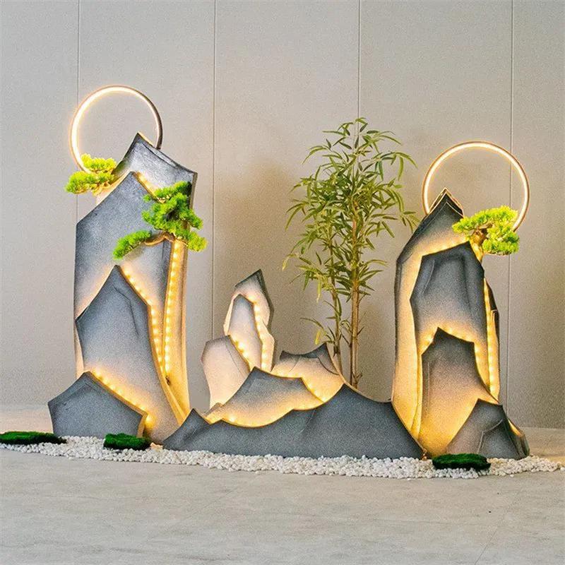 热销枯山水假山造景靠山石家居客厅景观橱窗店铺餐厅酒店商场装饰