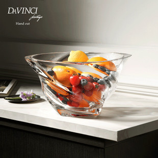 意大利进口水晶玻璃创意家用果盘果斗果盆 DAVINCI 客厅茶几果盘