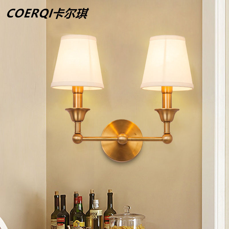 室内欧式壁灯全铜led简约客厅背景墙卧室床头灯单头壁灯双头