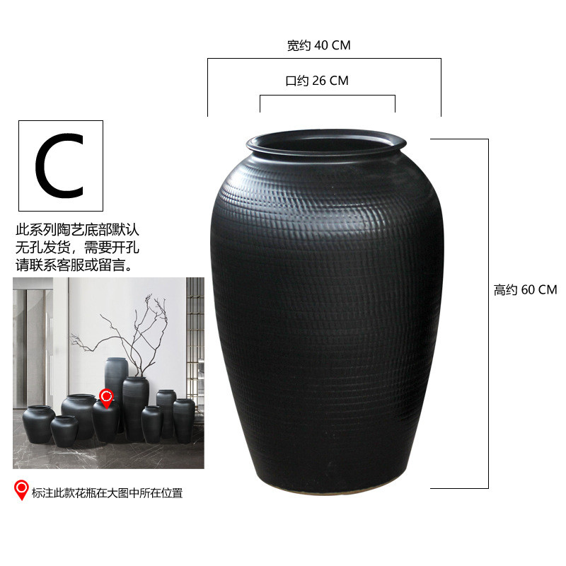 景德镇落地花瓶现代简约家居坛子花器陶罐客厅摆件花盆酒店装饰品