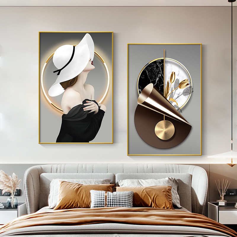 卧室装饰画轻奢房间床头主卧挂画美容院玄关墙面背景客厅沙发壁画