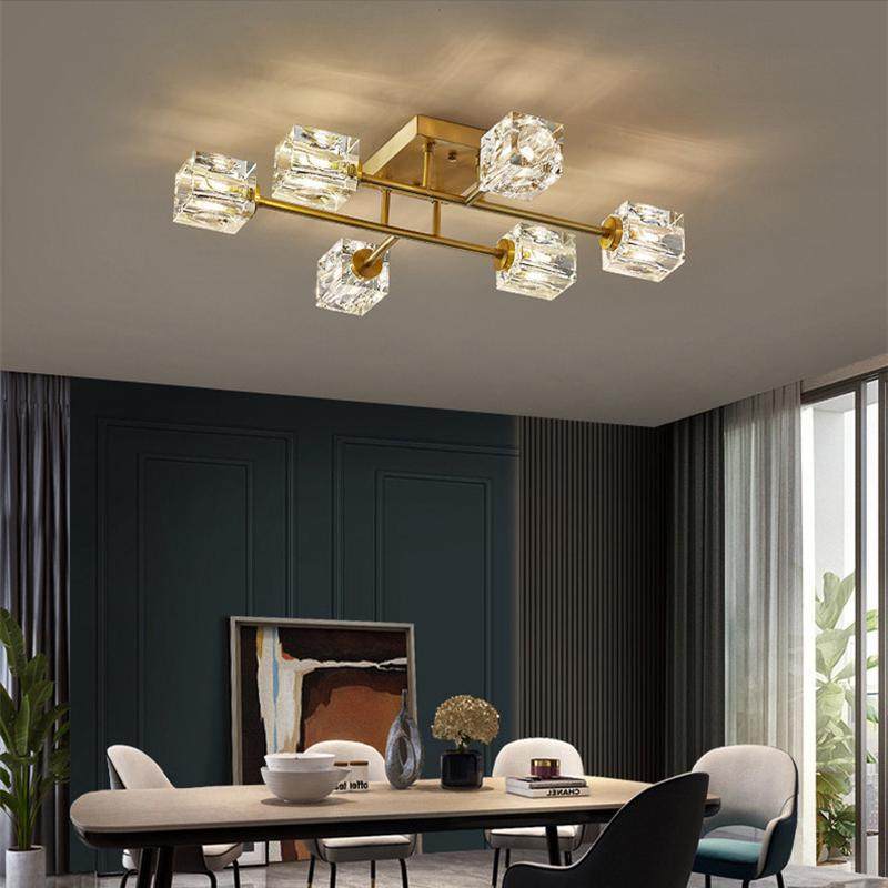 全铜后现代轻奢水晶灯简约现代房间客厅灯北欧温馨浪漫卧室吸顶灯