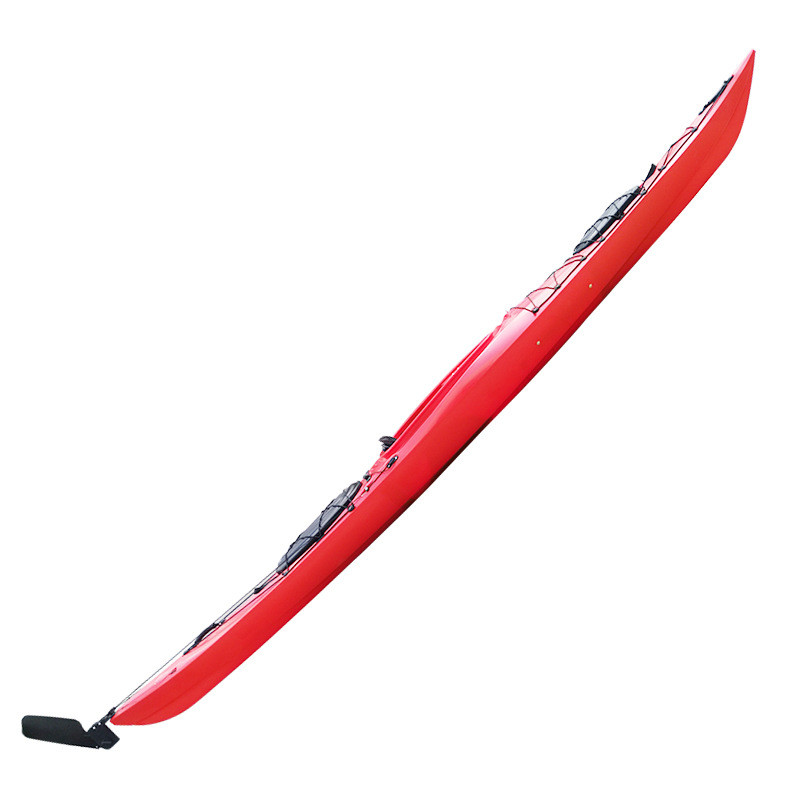 热销borong4.5米新款单人塑料舟旅行舟海洋皮划艇带大尾舵护膝