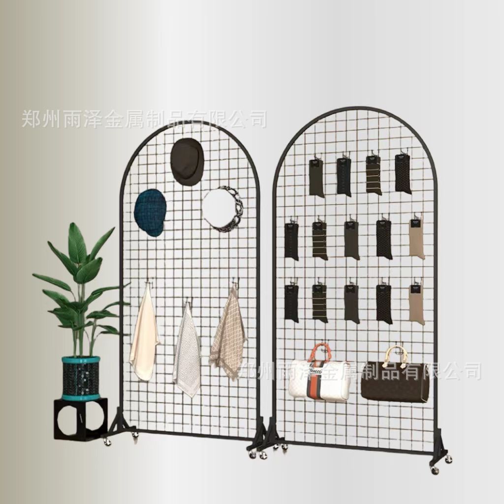 作品椭圆形立式网格展示架婚庆饰品促销展会幼儿园圆形商超架挂架