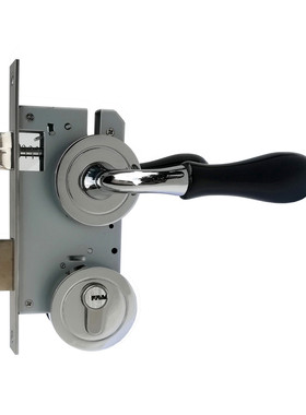 陶瓷分体式房门锁黑色通用型把手分体锁有钥匙black door handle