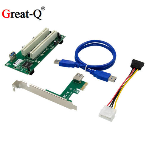 PCIE x1 转2xPCI卡槽扩展卡PCI卡槽转换卡 分体式 即插即用 免驱