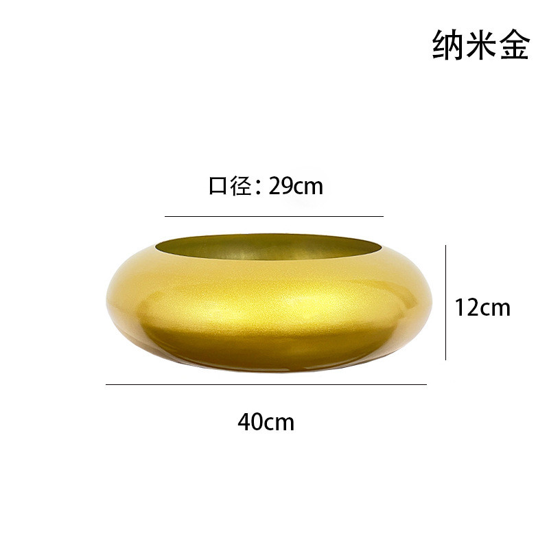 轻奢金色花盆乔迁福桶铁艺年宵盆栽花盆器蝴蝶兰冬青聚宝盆批发