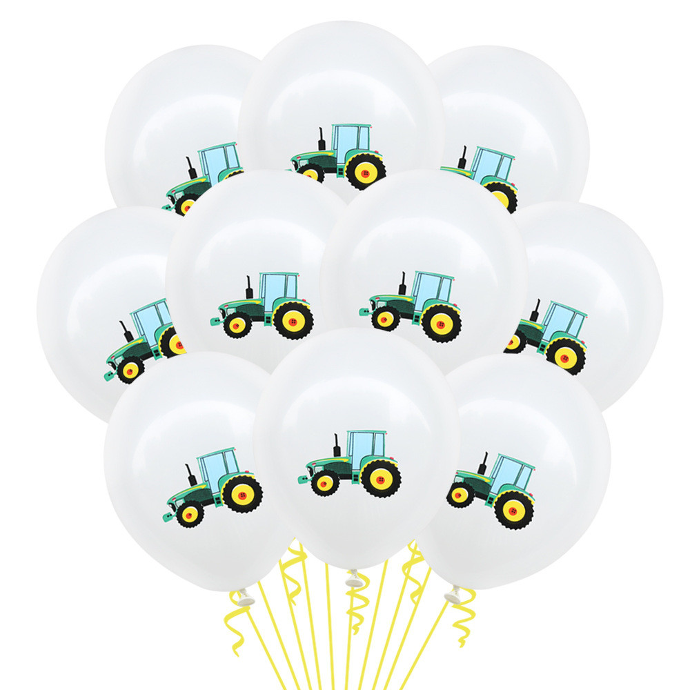 工程车主题乳胶气球12寸儿童生日装饰用品挖机乳胶气球工程车ht