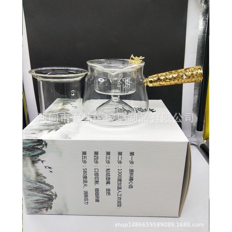 批发侧把把 木煮茶器玻璃耐高温蒸茶壶 电陶炉加热两用蒸煮茶壶
