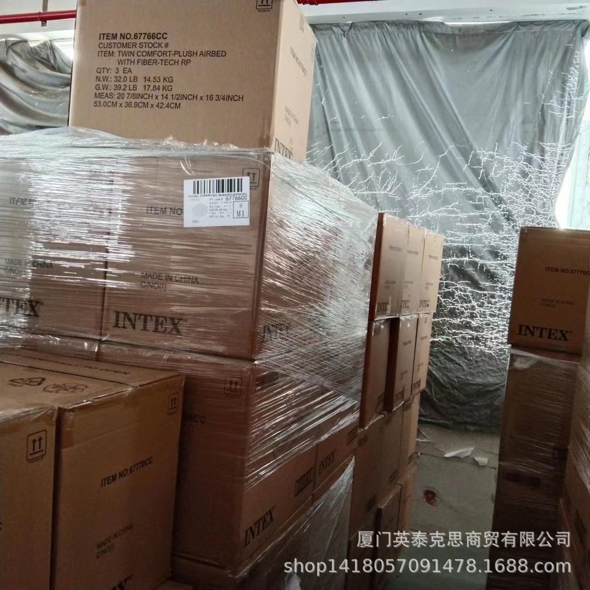 intex现货67766充气床垫家用单人加厚双层简易床充气垫子气垫床
