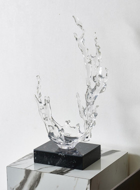 客厅电视柜装饰品摆件雕塑浪花样板房玄关工艺品酒店售楼处办公室