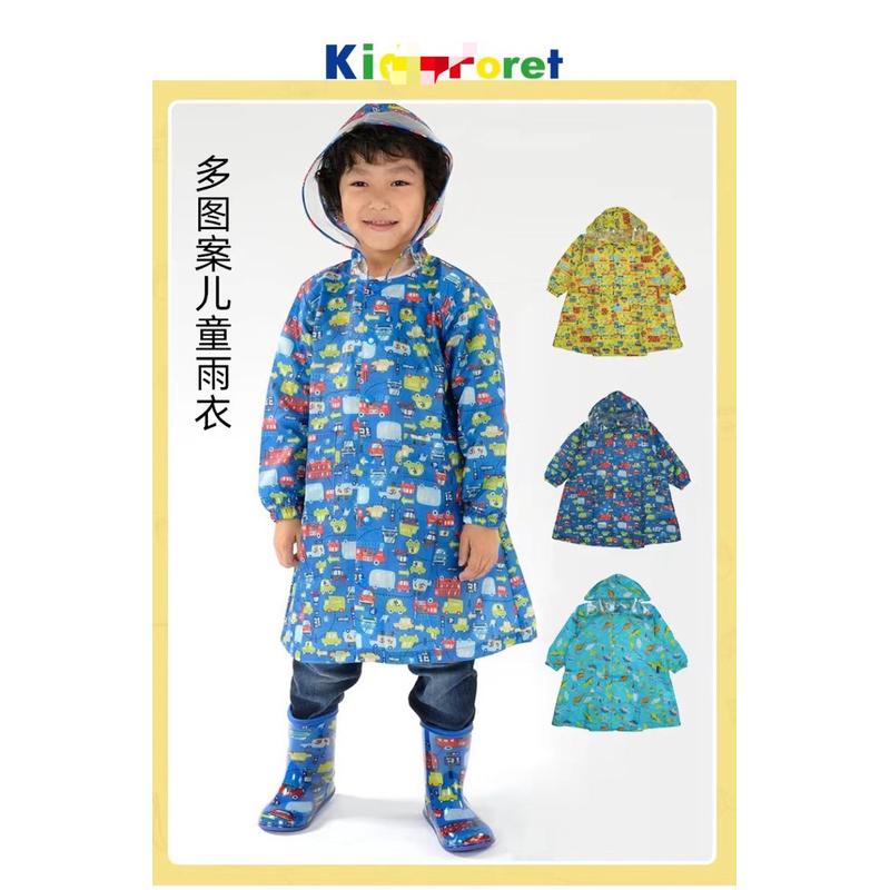 超轻薄~日单雨衣儿童印花图案雨具男四季可穿中长款雨衣带