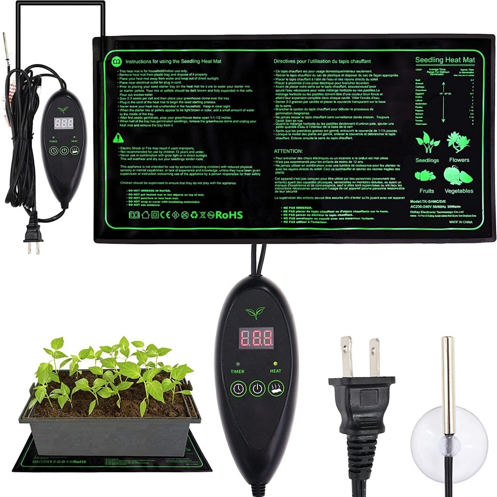 热销跨境货源20*10inch数显温控调温植物播种发芽育苗加热垫heatm