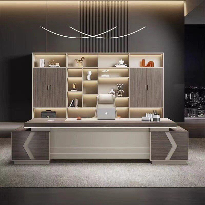 轻奢高级感老板桌办公桌桌椅总裁柜一套董事长大班台办公室家具